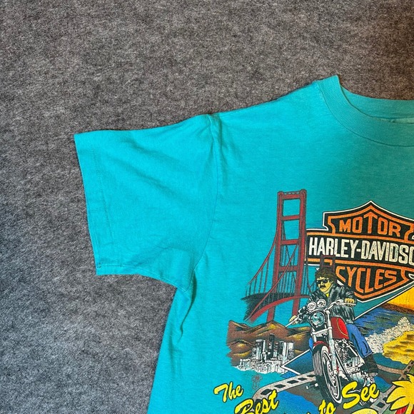 Vintage 80s Harley Davidson Shirt 1988 CALIFORNIA Biker Tee Men's Medium - Picture 9 of 16